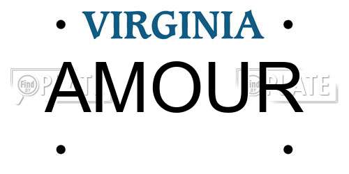 AMOUR Virginia License Plate