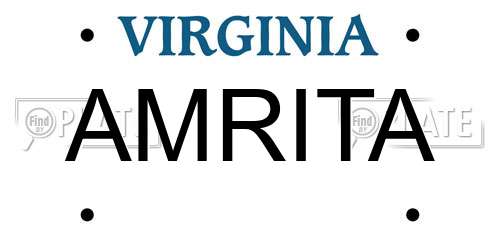 AMRITA Virginia License Plate