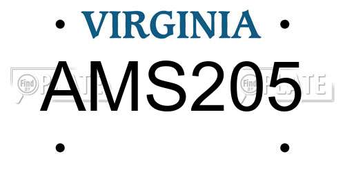 AMS205 Virginia License Plate