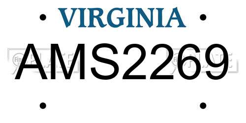 AMS2269 Virginia License Plate