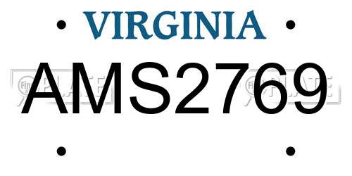 AMS2769 Virginia License Plate