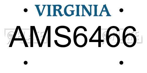 AMS6466 Virginia License Plate
