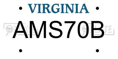 AMS70B Virginia License Plate