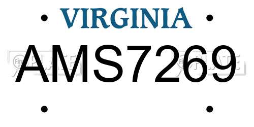 AMS7269 Virginia License Plate