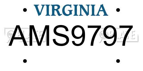 AMS9797 Virginia License Plate