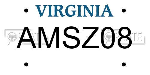 AMSZ08 Virginia License Plate