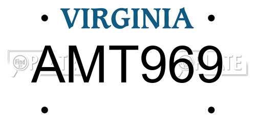 AMT969 Virginia License Plate