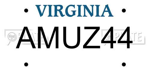 AMUZ44 Virginia License Plate