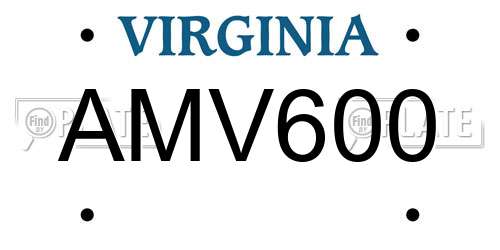 AMV600 Virginia License Plate