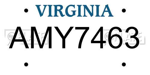 AMY7463 Virginia License Plate