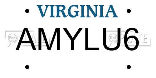 AMYLU6 Virginia License Plate