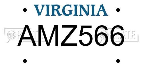 AMZ566 Virginia License Plate
