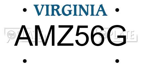 AMZ56G Virginia License Plate