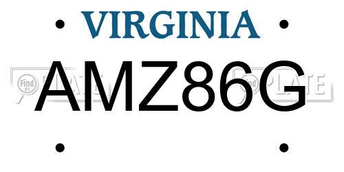 AMZ86G Virginia License Plate