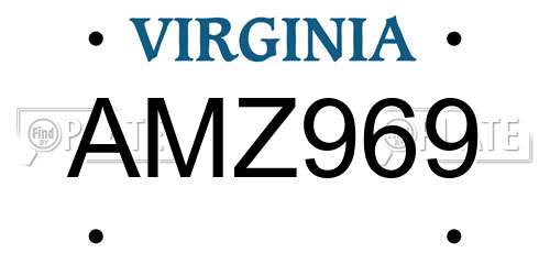 AMZ969 Virginia License Plate