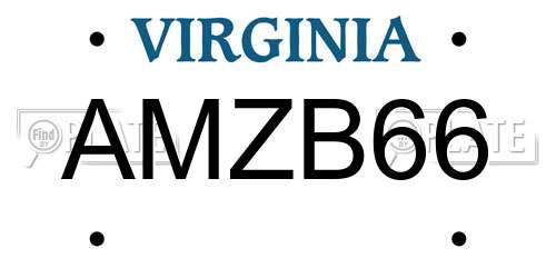 AMZB66 Virginia License Plate