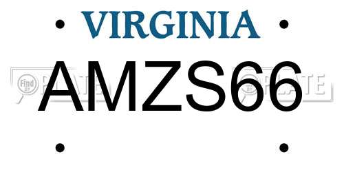 AMZS66 Virginia License Plate