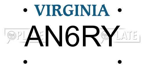 AN6RY Virginia License Plate