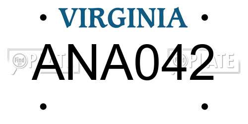 ANA042 Virginia License Plate