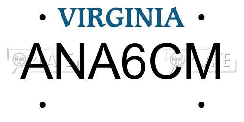 ANA6CM Virginia License Plate