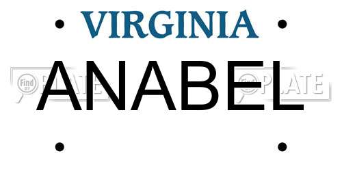 ANABEL Virginia License Plate