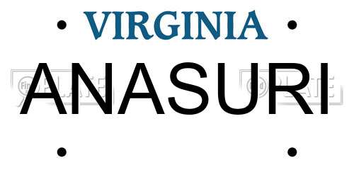 ANASURI Virginia License Plate