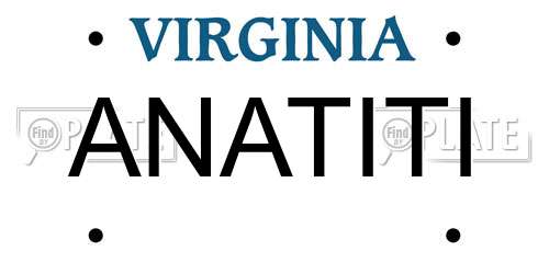 ANATITI Virginia License Plate