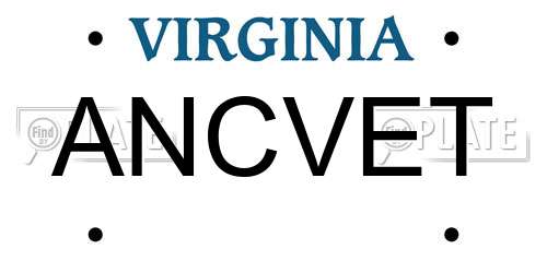 ANCVET Virginia License Plate