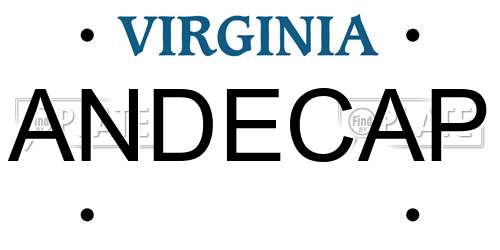 ANDECAP Virginia License Plate