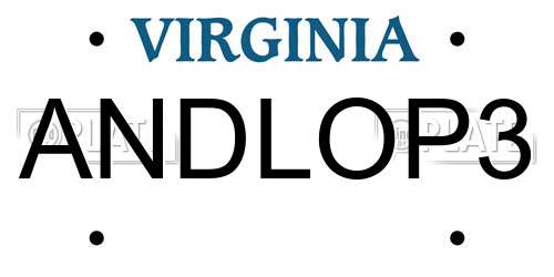 ANDLOP3 Virginia License Plate