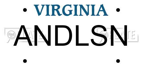 ANDLSN Virginia License Plate