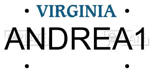 ANDREA1 Virginia License Plate