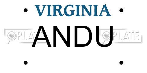 ANDU Virginia License Plate