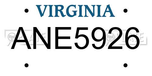 ANE5926 Virginia License Plate