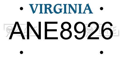 ANE8926 Virginia License Plate