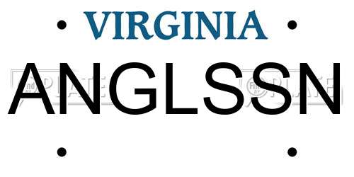 ANGLSSN Virginia License Plate
