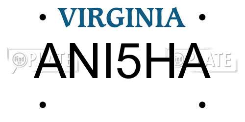 ANI5HA Virginia License Plate