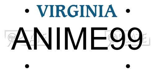 ANIME99 Virginia License Plate