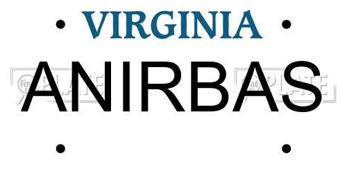 ANIRBAS Virginia License Plate