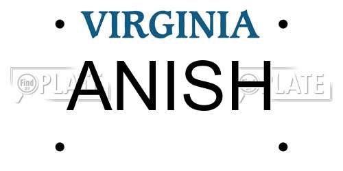 ANISH Virginia License Plate
