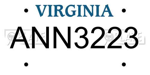 ANN3223 Virginia License Plate
