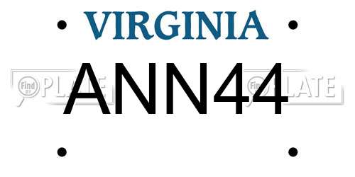 ANN44 Virginia License Plate