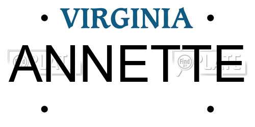 ANNETTE Virginia License Plate