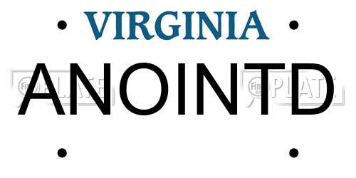 ANOINTD Virginia License Plate