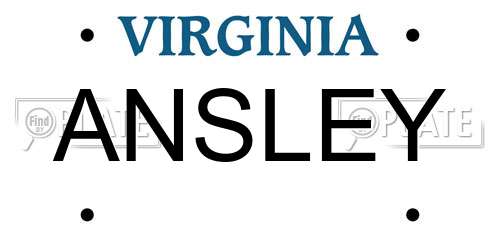 ANSLEY Virginia License Plate