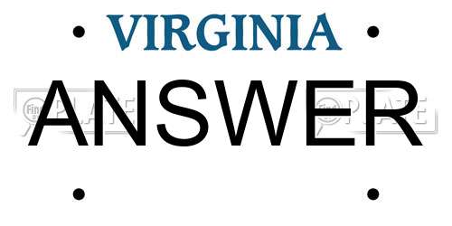 ANSWER Virginia License Plate