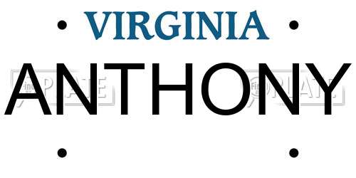 ANTHONY Virginia License Plate