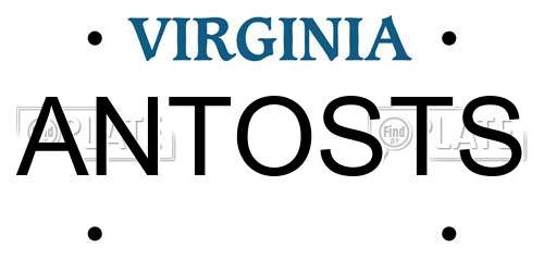 ANTOSTS Virginia License Plate