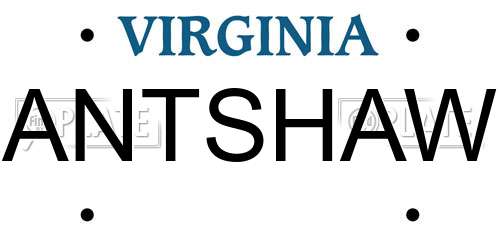 ANTSHAW Virginia License Plate