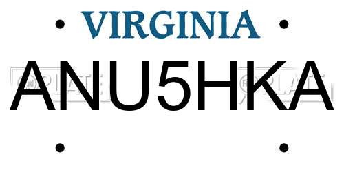 ANU5HKA Virginia License Plate